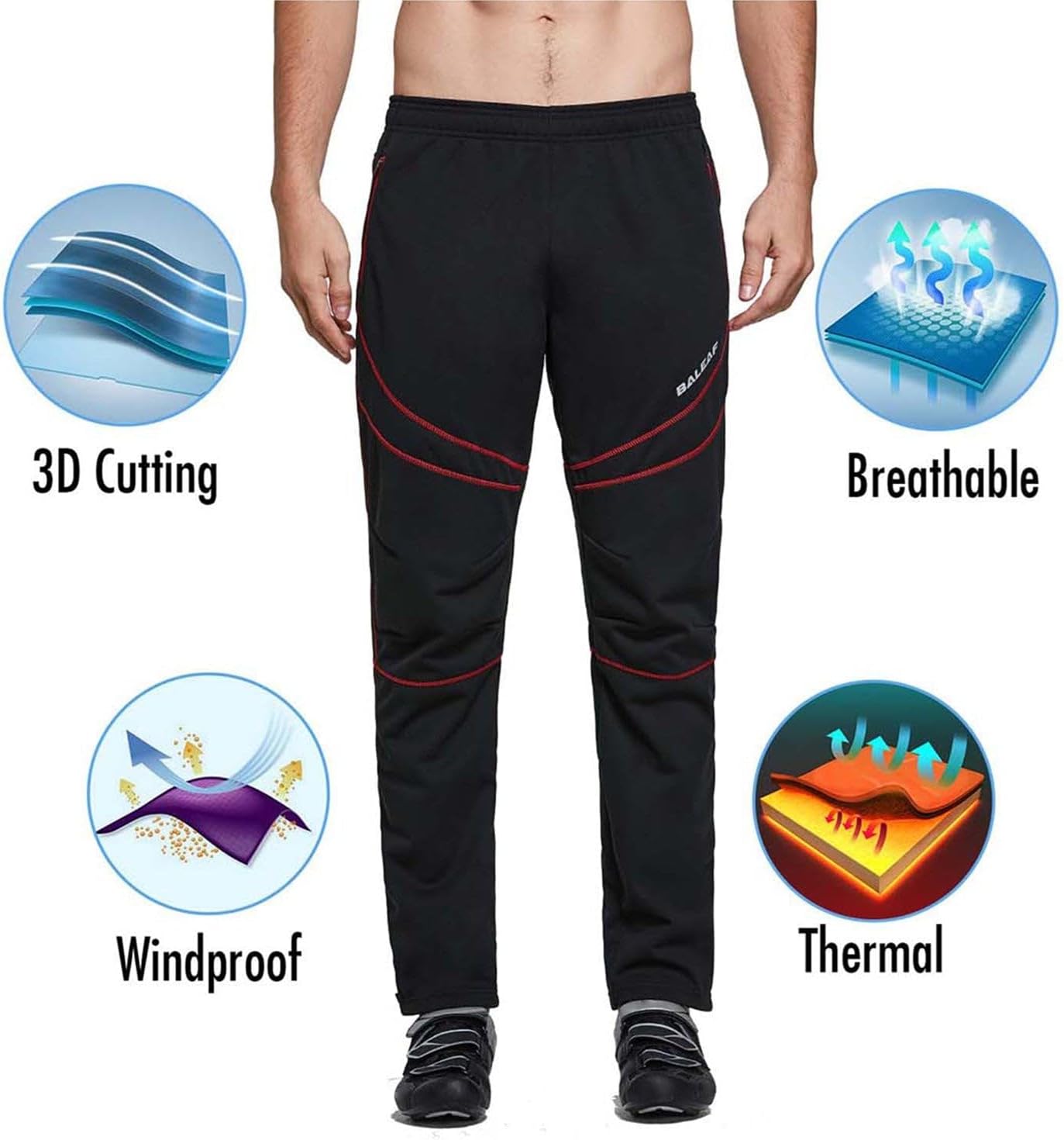 baleaf Men's Fleece Pants Winter Cycling Pants Mountain Bike Clothing Thermal Cold Weather Running Gear - Image 3