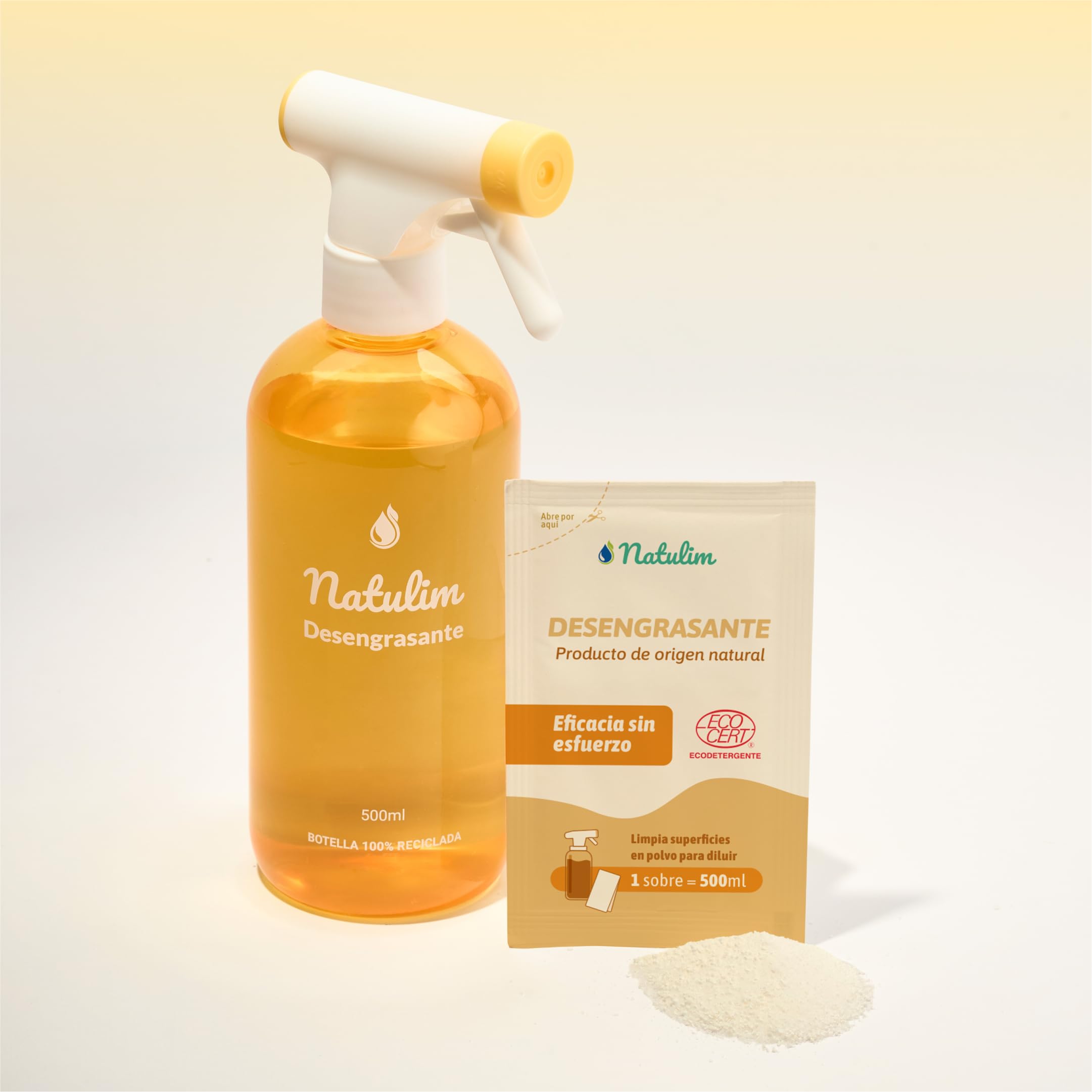 Natulim Zestaw do usuwania tłuszczu – szybko i naturalnie usuwa tłuszcz i brud, zestaw z rozpylaczem wielokrotnego napełniania 500 ml + 2 koperty uzupełniające (1 saszetka = 500 ml).