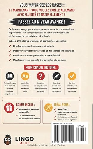 ALLEMAND HISTOIRES COURTES NIVEAU AVANCE: 20 Histoires captivantes pour maitriser l'allemand et communiquer avec aisance et précision