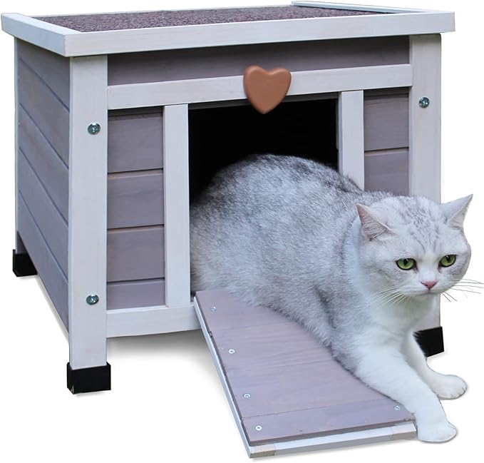 Deblue Stray Cat House Outdoor Feral Cat House Weatherproof with Raised