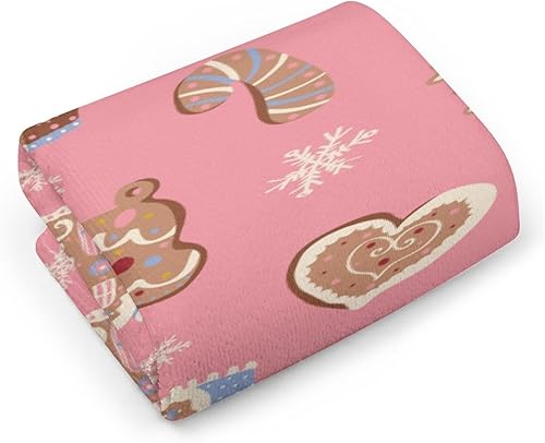 Miniatura 5 de Lindas toallas de baño de mano con copos de nieve rosados de Navidad, para casas de jengibre, galletas, absorbentes, toallas de baño suaves para el