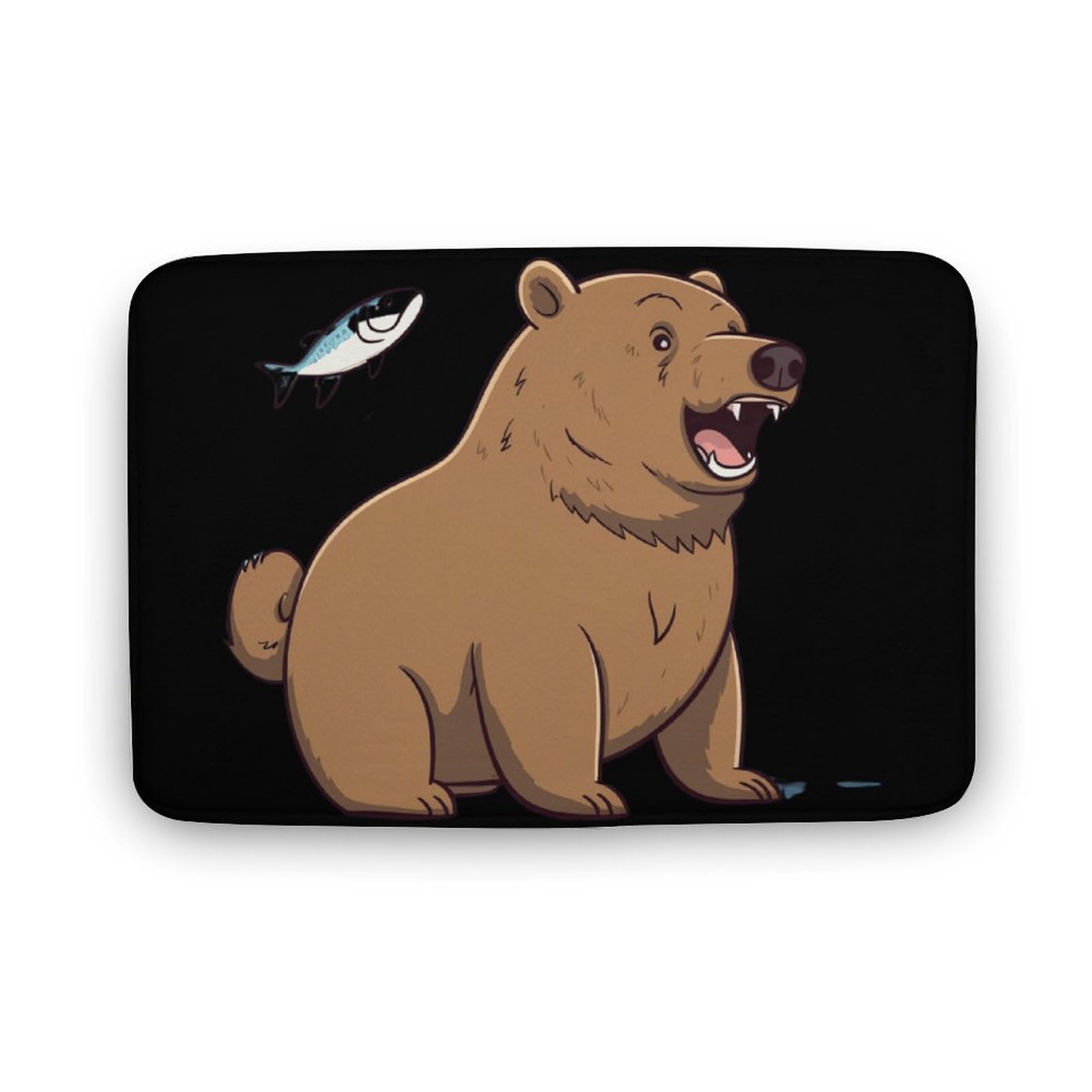 Bears Fishing Coral Velvet Rugs Non-Slip Bathroom Rugs Soft Kitchen Rug Floor Carpet for Home Decor 19.7