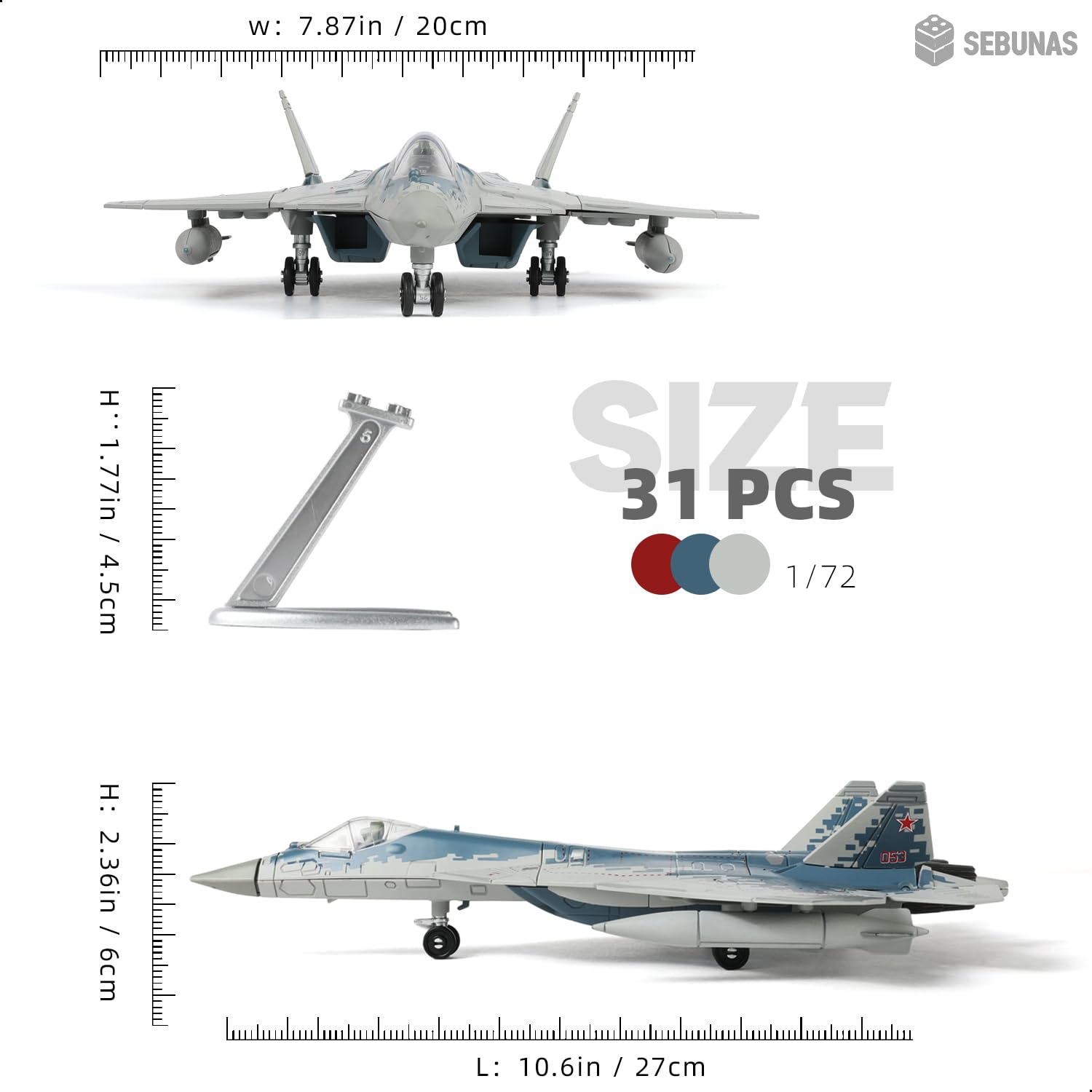 Amazon | SEBUNAS 1/72スケール Su-57S 軍用航空機玩具 クイックビルド