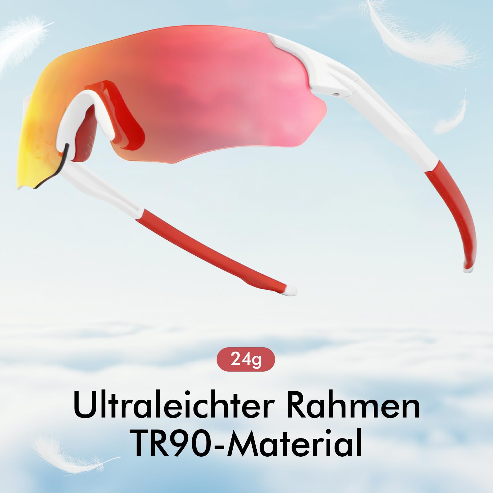 Fahrradbrille Selbsttönend für Damen Herren, Photochrome Radsportbrille Sportbrille mit UV400 Schutz TR90 Ultraleichter Rahmenlose Sonnenbrille