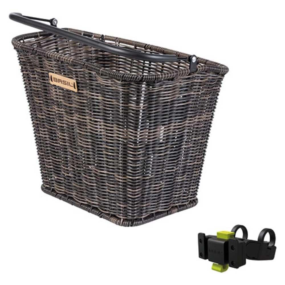Basil VR-Korb Bremen Rattan Look KF inkl KF Lenkeradapter | Befestigung: Klickfix | Natur Bra