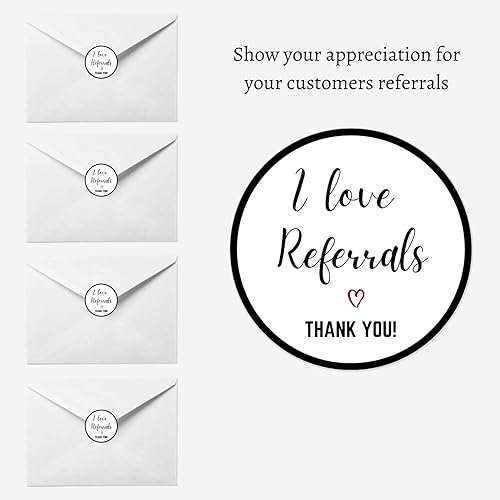 Miniatura 4 de Mobiusea Creation Rollo de calcomanías con texto en inglés "I Love Referrals", agradecimiento, 1.5 pulgadas, resistente al agua, 500 etiquetas para