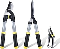 Colwelt 3-Pc Compact Garden Shears Set: 17" Bypass Loppers, Hedge Clippers & Pruners - Soft Grip for Easy Tree Shrub Pruning