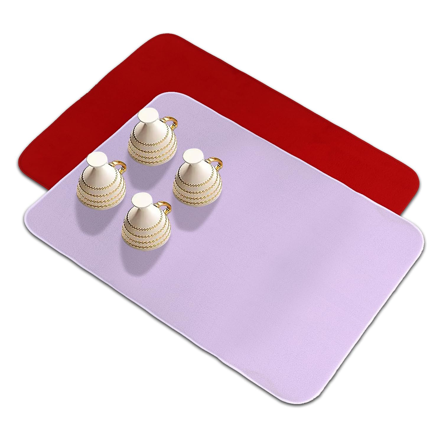 Kuber Industries Abtropfmatte aus Mikrofaser, wendbar, saugfähig, 50 x 70 cm, Rot und Hellviolett