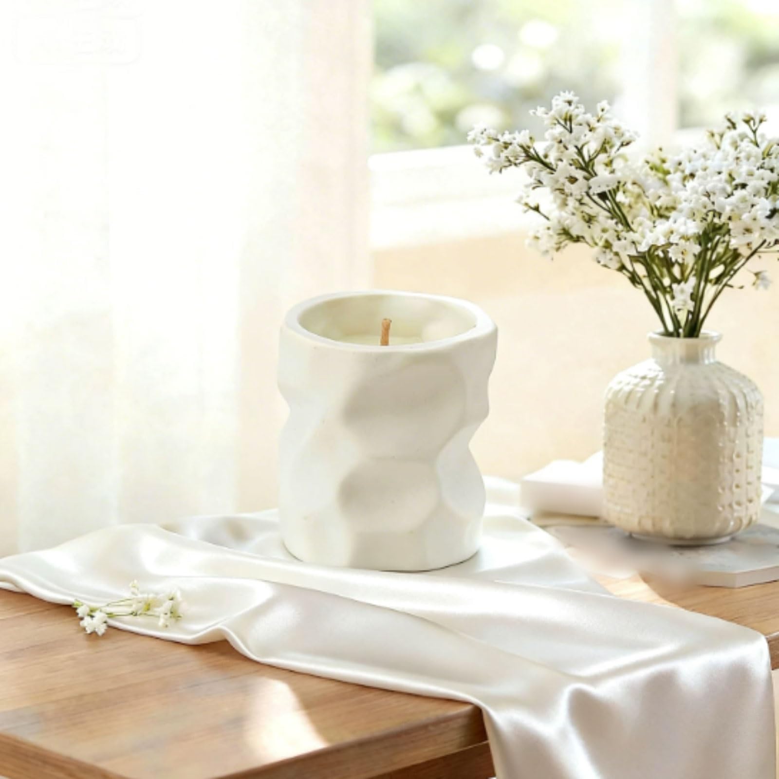 Wykwintne ceramiczne świece wykonane z wosku sojowego i olejków eterycznych, trwała biała świeca zapachowa wielokrotnego użytku do biura w cichej sypialni(limonkowa basil)
