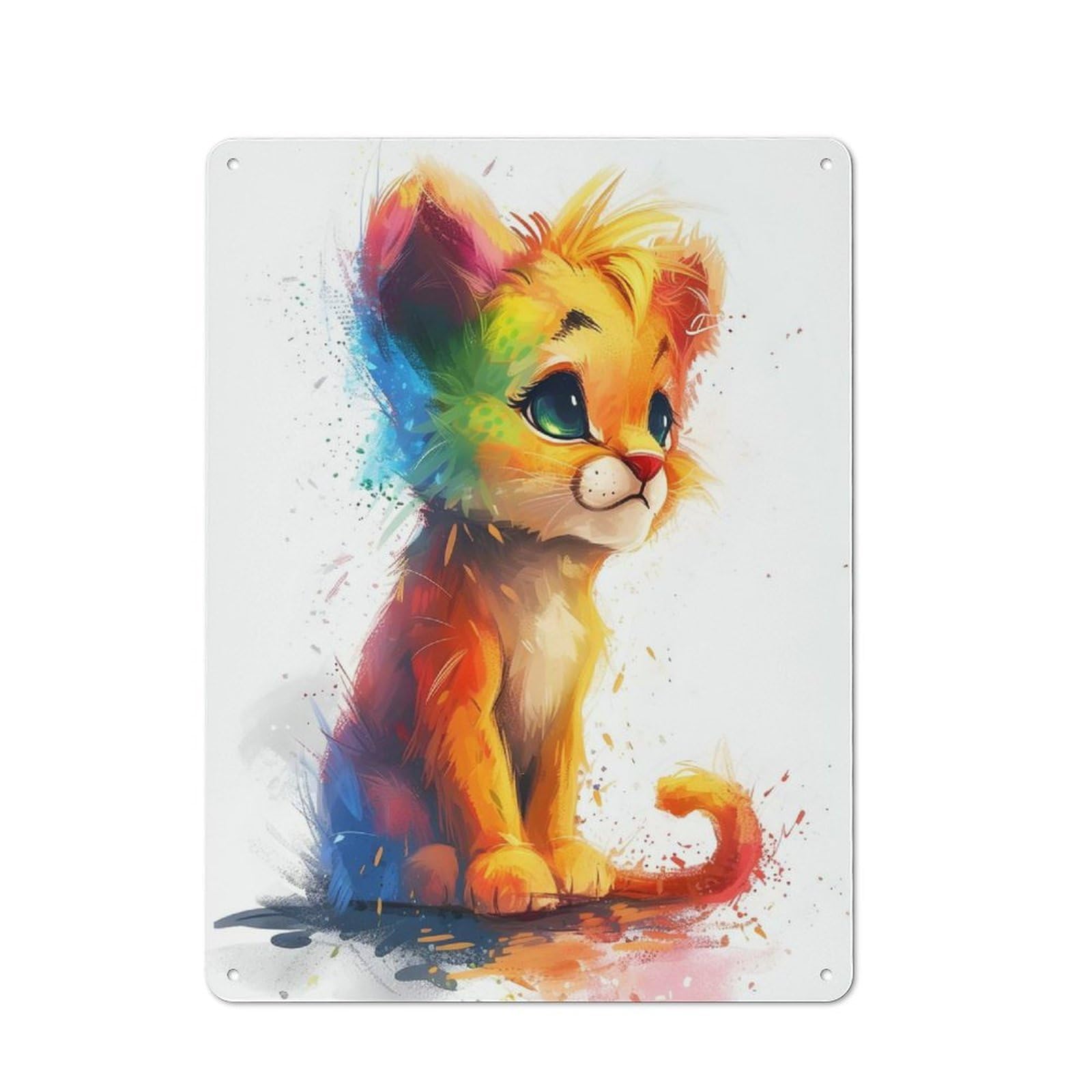Retro Metal Sign 40x30cm Featuring Colorful Baby Lion, Home Bar Decor for Pub, Home Bar, Shed Or Man Cave