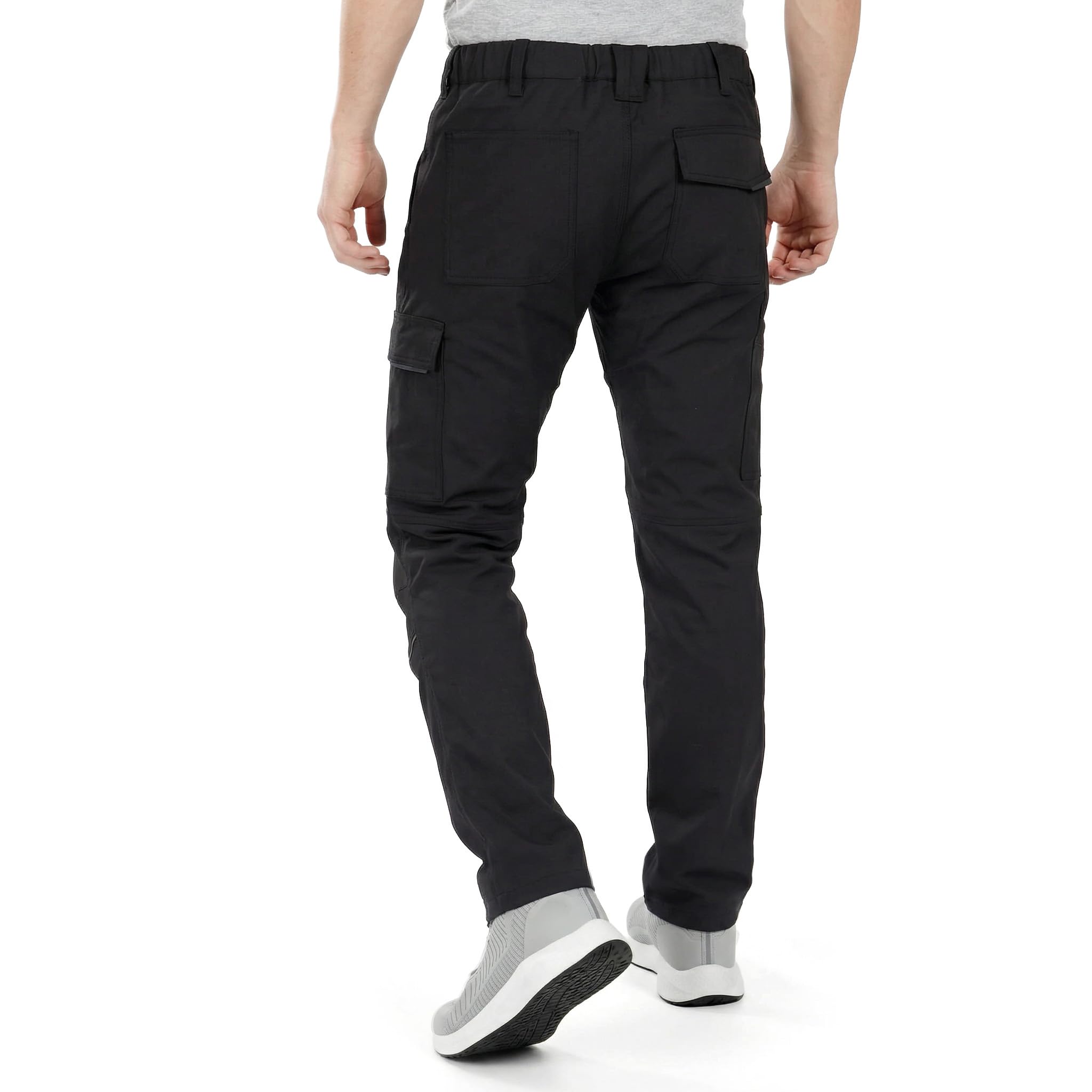 Stenso Primo Mechanische Stretchhose Für Herren - Arbeitshosen Männer Cargohose Herren Mit Elastischem Bund, T400 Stretchgewebe, Reißverschluss, Knopfverschluss, Mehreren Taschen, Schwarz