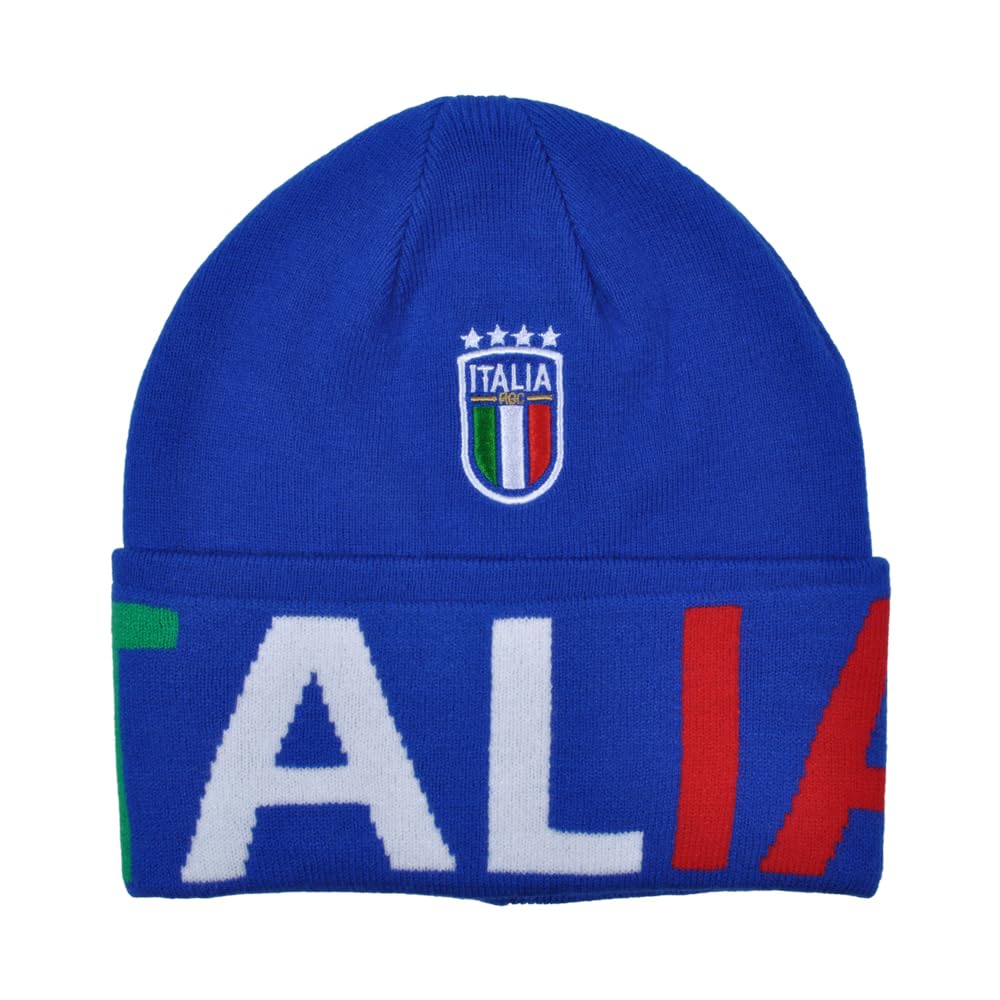 FIGC Skipper Hat Jacquard Blue with Embroidery, Official Italian National Football Product, 253101 Italy, Blue, One Size
