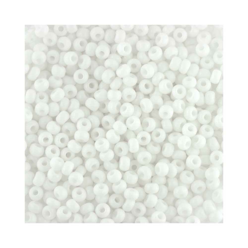 Size 8 Seed Beads Opaque White Qty 10 Grams