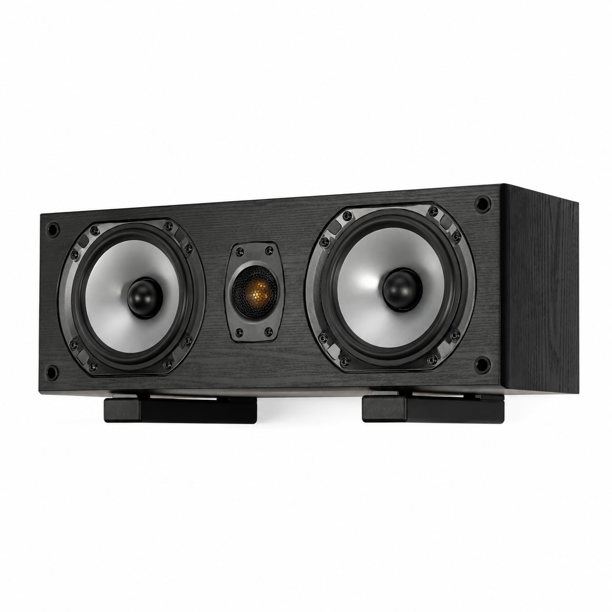 B-Tech BT15 Soporte de Pared para Altavoz Central – Brazos Ajustables 18 a 29 cm – hasta 15 kg – Acabado Negro – Juego de 2 Soportes.