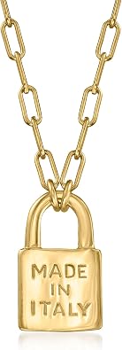 Ross-Simons Italian 18kt Gold Over Sterling Made in Italy Lock Necklace