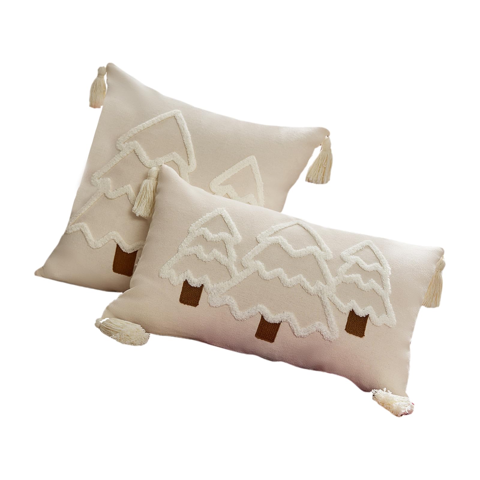 Housses de coussin brodées Noël en coton et lin haut de gamme