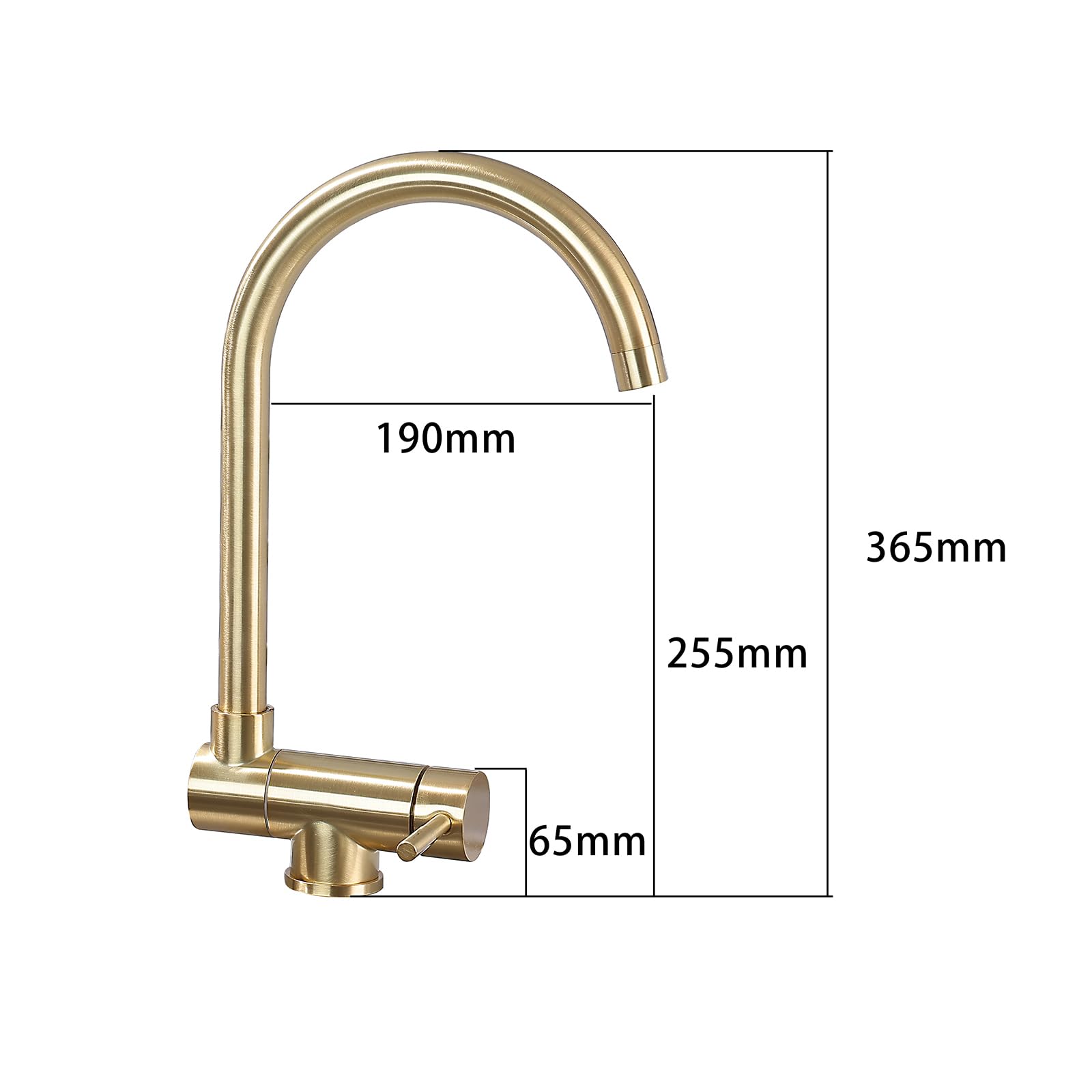 XJTNLB Rubinetto Sottofinestra Miscelatore Cucina Oro Spazzolato Miscelatore da Cucina Canna Collo di Cigno Miscelatore Abbattibile Cucina
