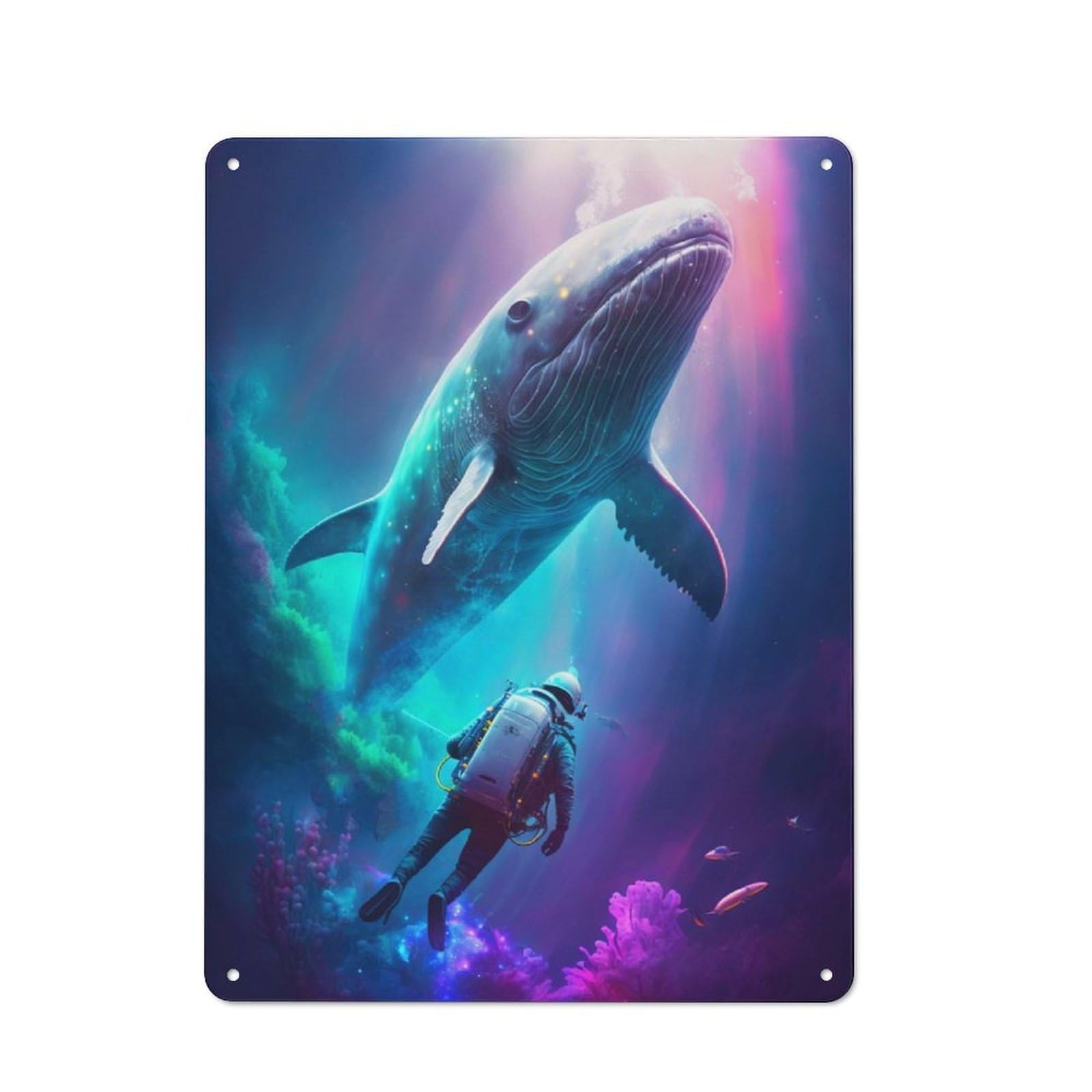 Magnificent Whale Tin Sign 40x30cm, Rustic Home Bar Decor for Cafe, Pub, Workshop Or Home Bar, for Casual British Interiors