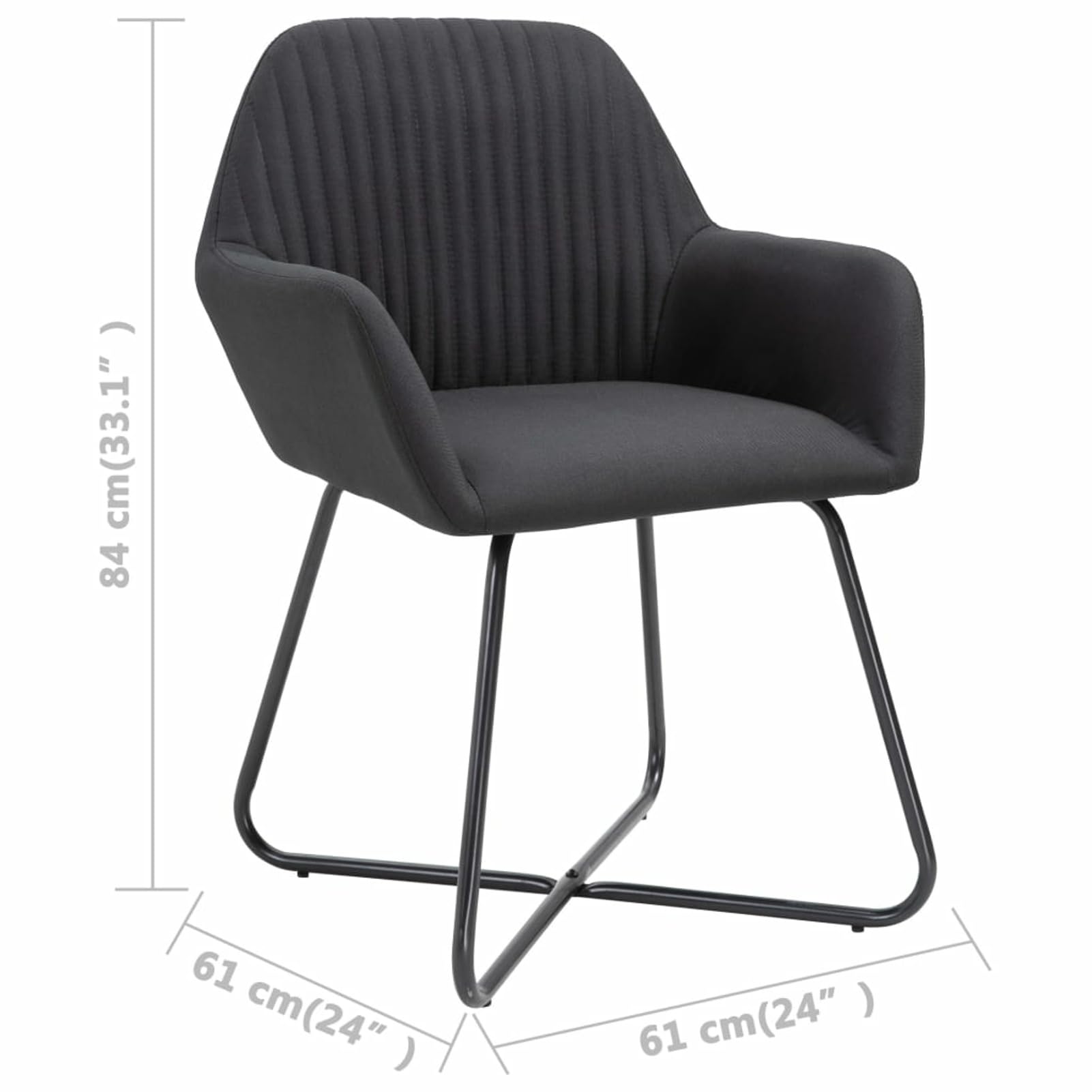 Sedie da Pranzo 2 pz Nere in Tessuto,Sedie da Pranzo,Sedie da Sala da Pranzo,Sedie da Pranzo Moderne-249813