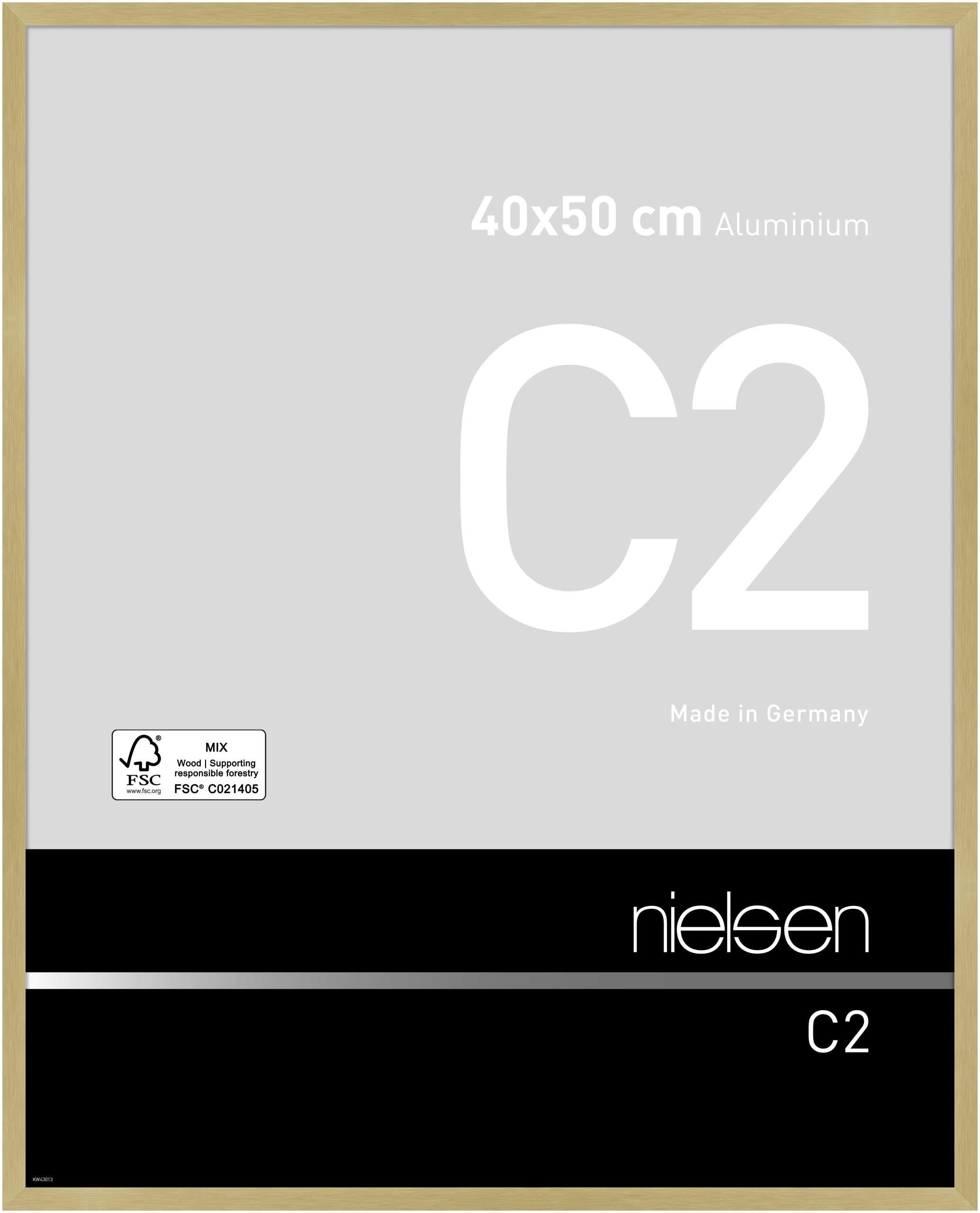 Nielsen C2 Brushed Gold Aluminium Picture Frame 40X50CmWith Float Glass And Push/turn Clips from B&Q