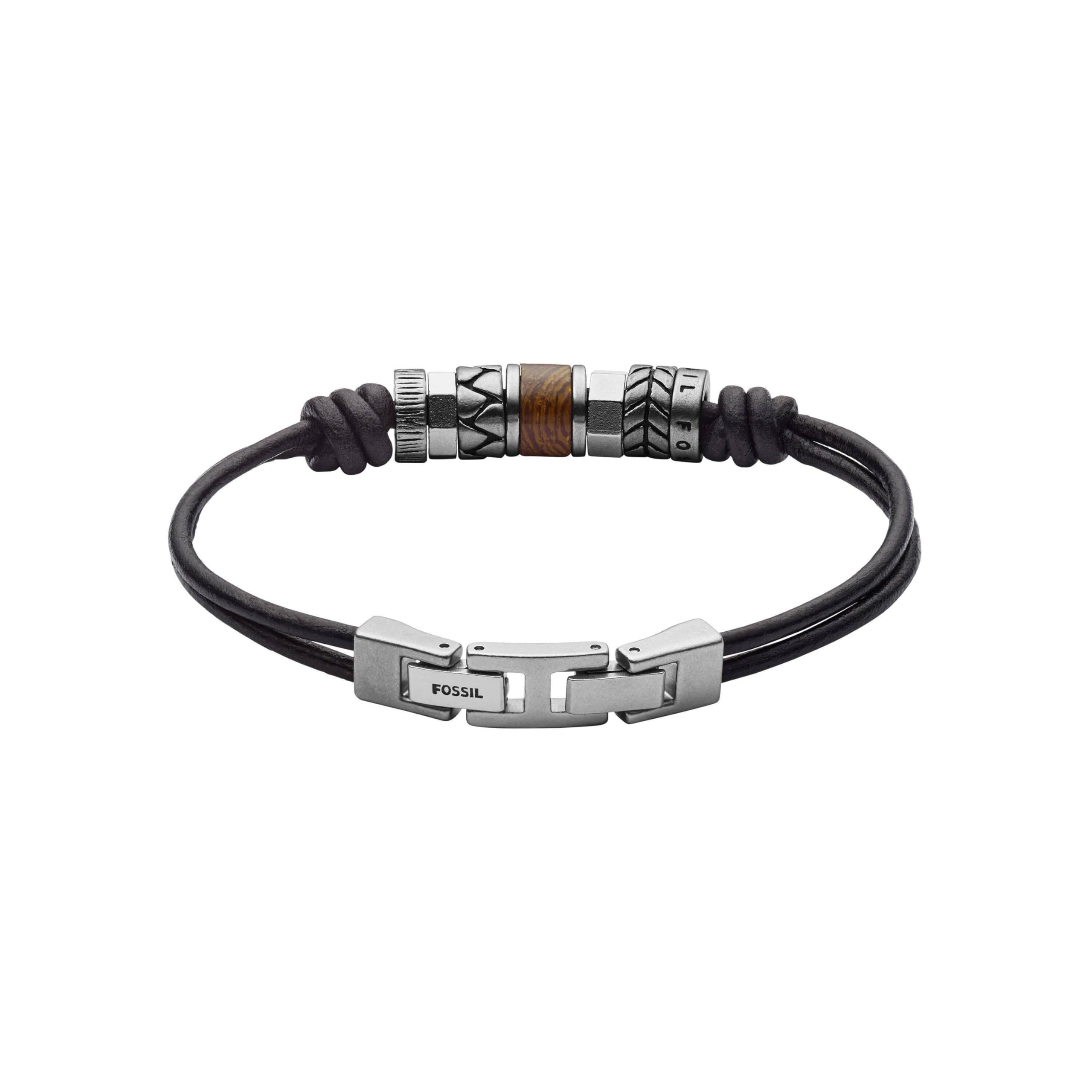 FOSSIL Herrenarmband aus Edelstahl oder Leder mit Faltverschluss