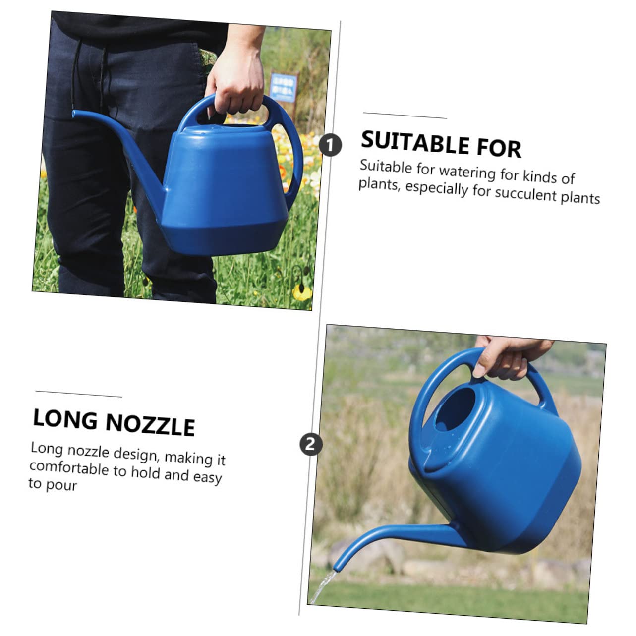 TOYANDONA 2 Piezas Regadera de Jardín de Gran Capacidad Color Azul Oscuro para Riego de Plantas y Suculentas Diseño de para Difíciles Útil Jardinería Interior y Exterior