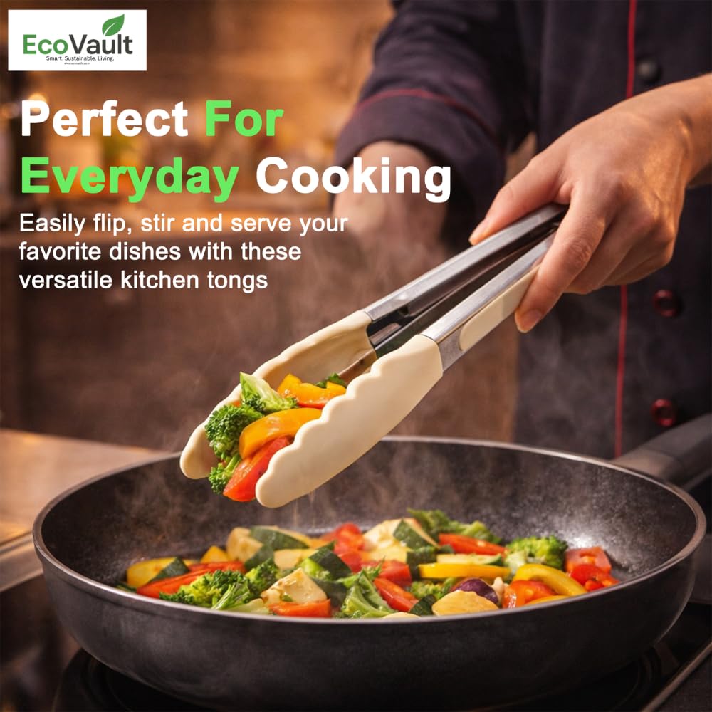 EcoVault Steel & Silicon Food Tongs - Set of 6 -3 EcoVault Steel & Silicon Food Tongs - Set of 6 -3