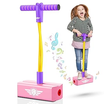 CRIYALE Kids Pogo Jumper Fun and Safe Pogo Stick for Toddlers, Durable Foam Bungee Jumping Stick Makes Squeaky Sounds Improves Balance, Bouncing Toy for Ages 3 and up Holds up to 250lbs - Multicolor - image, photos