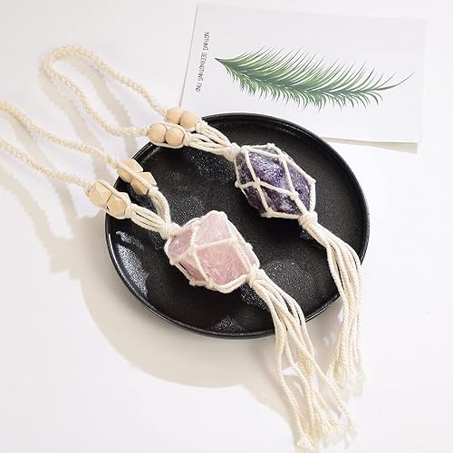 Miniatura 2 de VNVETYTO 2 piezas de cristales curativos Feng Shui, adorno colgante para automóvil, meditación colgante, adorno de ventana para decoración del hogar