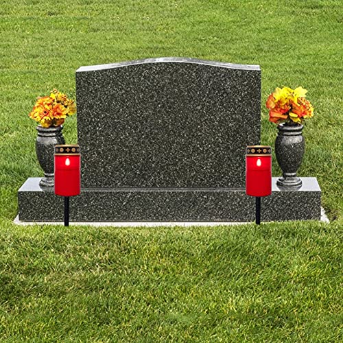 Gidenfly Solar Garden Lights, Grave Candle 2.95 x 5.12 Inches LED, Landscape Lawn Light, Grave Lights with Flameless Electronics Waterproof Solar,Red