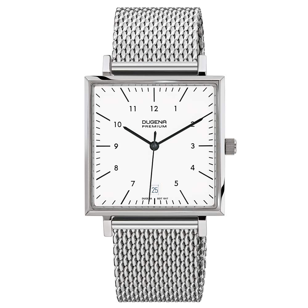 Dugena Unisex Quarz-Armbanduhr, Saphirglas, Lederarmband, Dessau Carrée