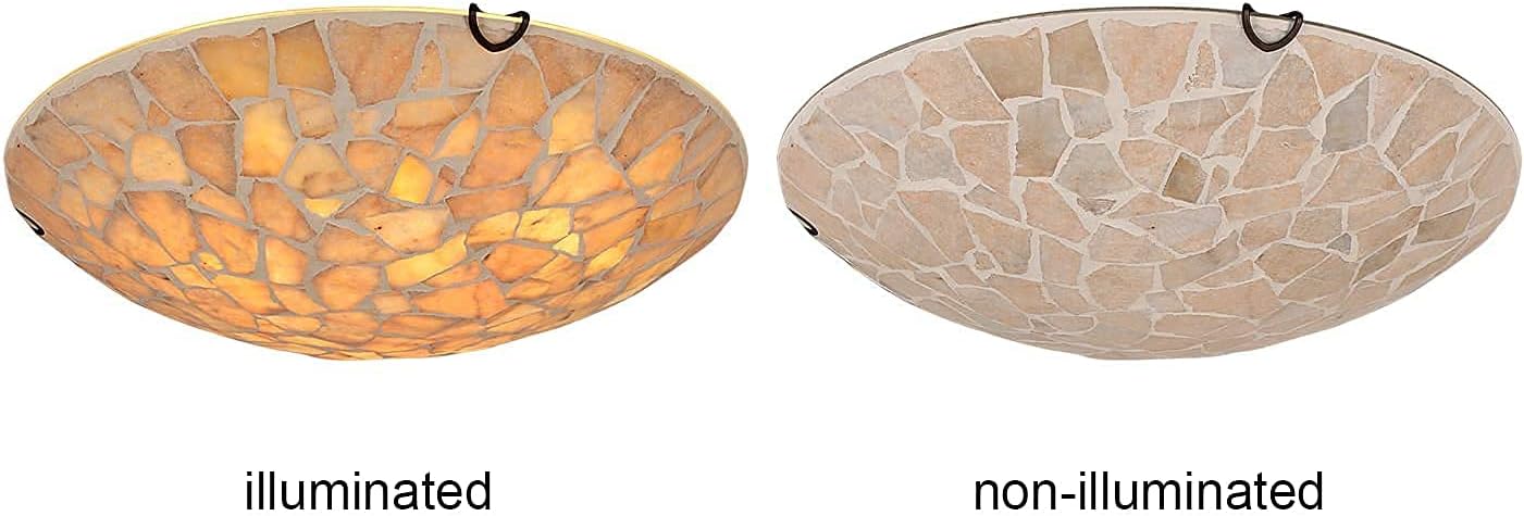 Limited Stock ARTZONE Stained Glass Flush Mount Ceiling Light 16 Wide Natural Stone Mosaic 3 Light Fixtures Ceiling Lamp for Bedroom Corridor Hallway