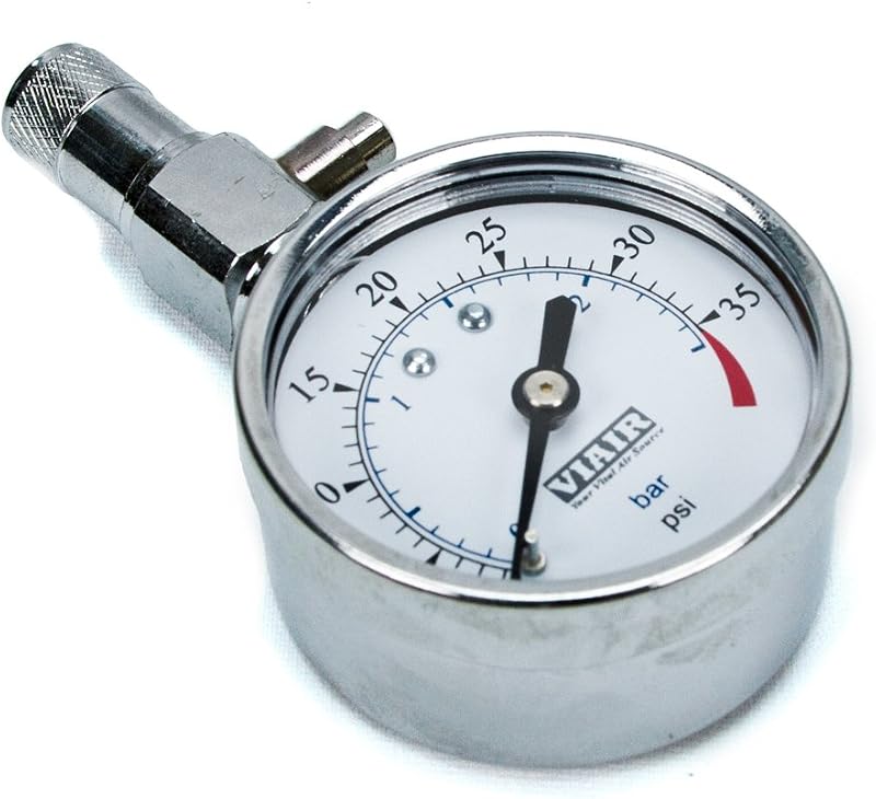 Manômetro de pressão dos pneus VIAIR 90056 0–35 PSI com botão de zeragem – 1 unidade