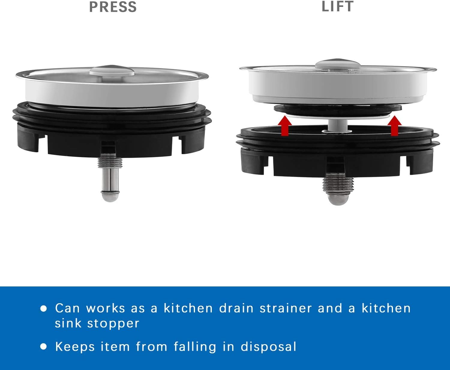 Kitchen Sink Stopper with Basket Strainer and Garbage Disposal Splash Guard Collar Sink Baffle
