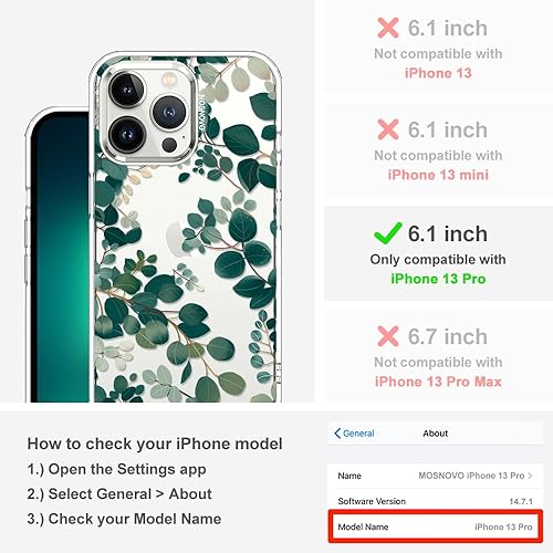 Miniatura 2 de MOSNOVO - Funda para iPhone 13 Pro, protección Buffertech de grado militar contra caídas (6.6 pies), antidesprendimiento, poliuretano termoplástico