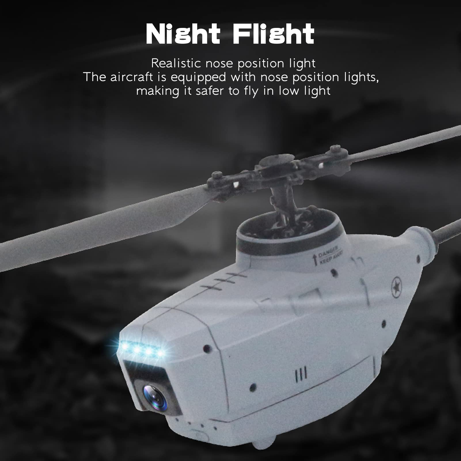 GUYANA Elicottero telecomandato con Telecamera HD Trasmissione WiFi Aereo RC Aereo da Ricognizione Militare a Quattro canali Modello Altitudine Hover Acrobazia RTF