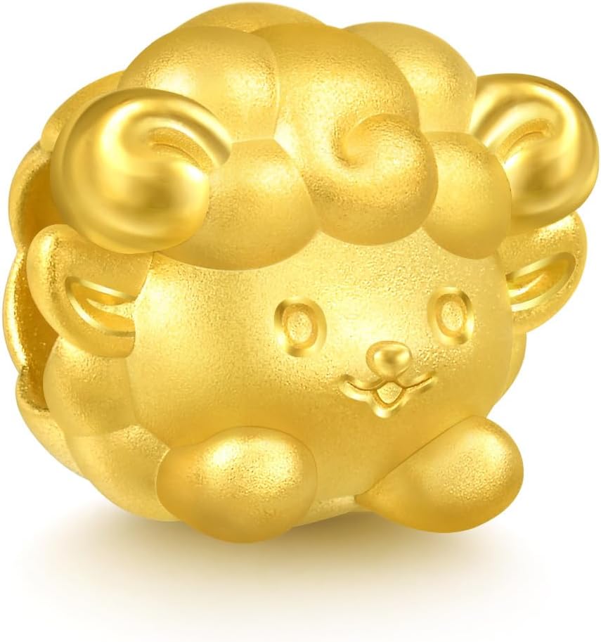CHOW SANG SANG 999 24K Gold Charme Cute Adorable Mini Chinese Zodiac Goat charm bracelet for Women & Men 17cm 95966C