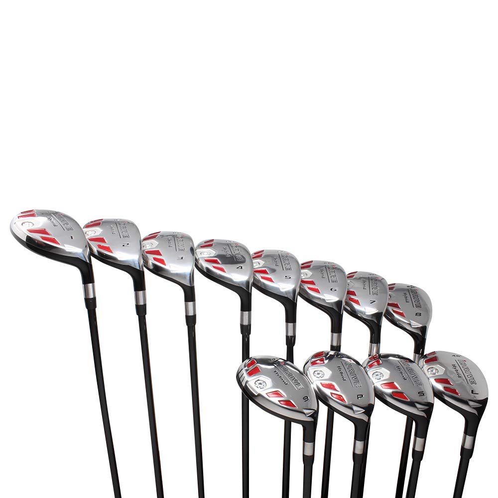 iDrive Hybrids Senior Men's All True Complete Full Set, Includes: #1, 2, 3, 4, 5, 6, 7, 8, 9, PW, SW, LW. Senior Flex with Premium Men's Arthritic Grip Right Handed Utility “A” Flex Clubs