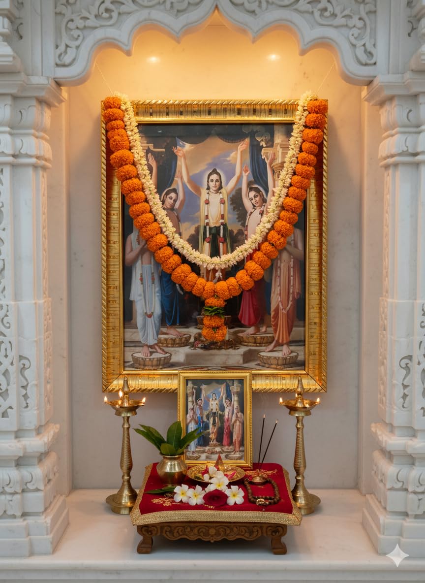 PanchTattva Golden Wooden Photo Frame | Lord Chaitanya Mahaprabhu & Associates | Wall & Table Decor | Made in India | Size 20 x 15 cm-image-25