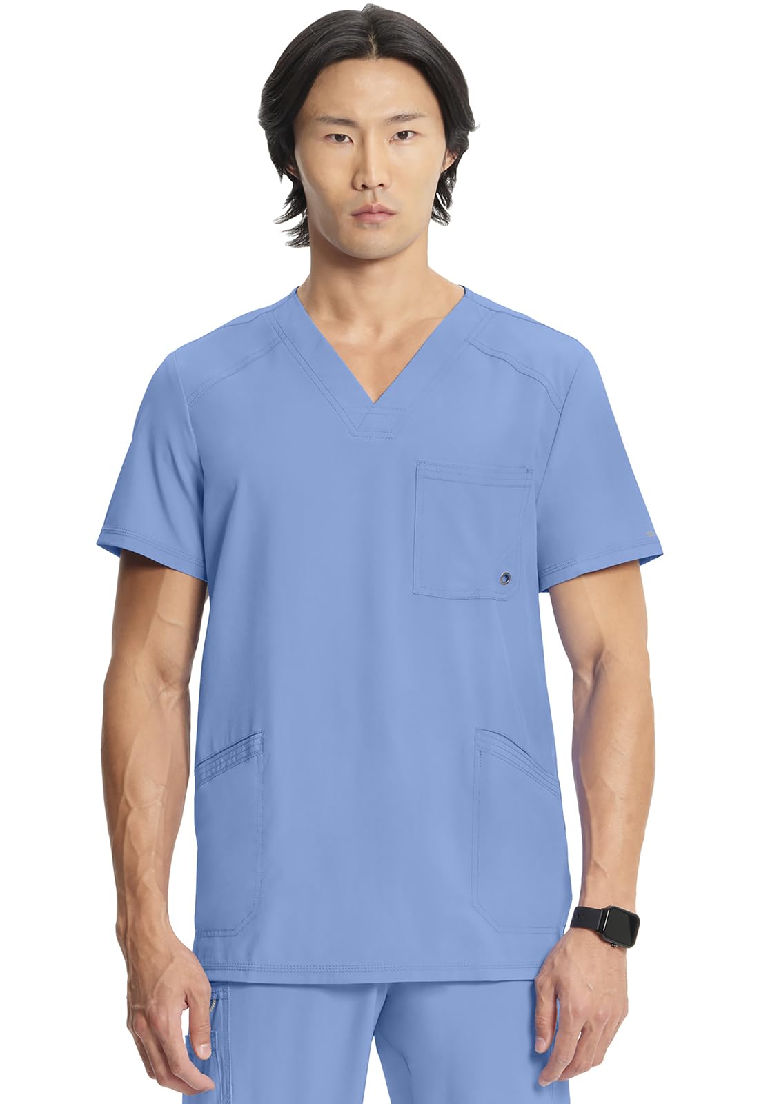 Cherokee Infinity Mens V-Neck Scrub Top Modern Fit, 3 Pockets, Rib-Knit Back Panels, Moisture-Wicking 360° Stretch – CK900A