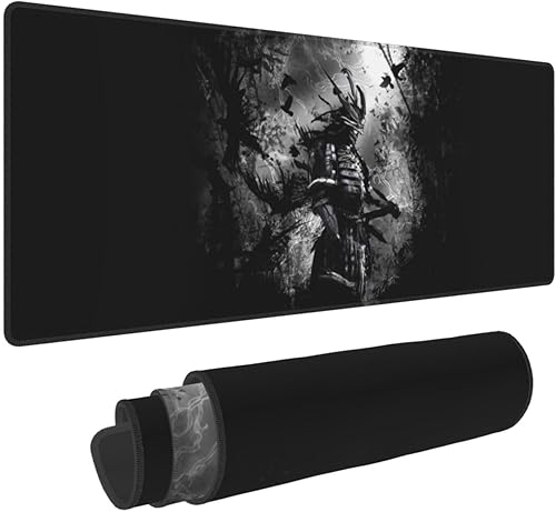 Miniatura 8 de Alfombrilla de mouse japonesa Yin Yang Koi de carpa negra con flor de cerezo de 11.8 x 31.5 pulgadas, accesorios de escritorio, gran base de goma