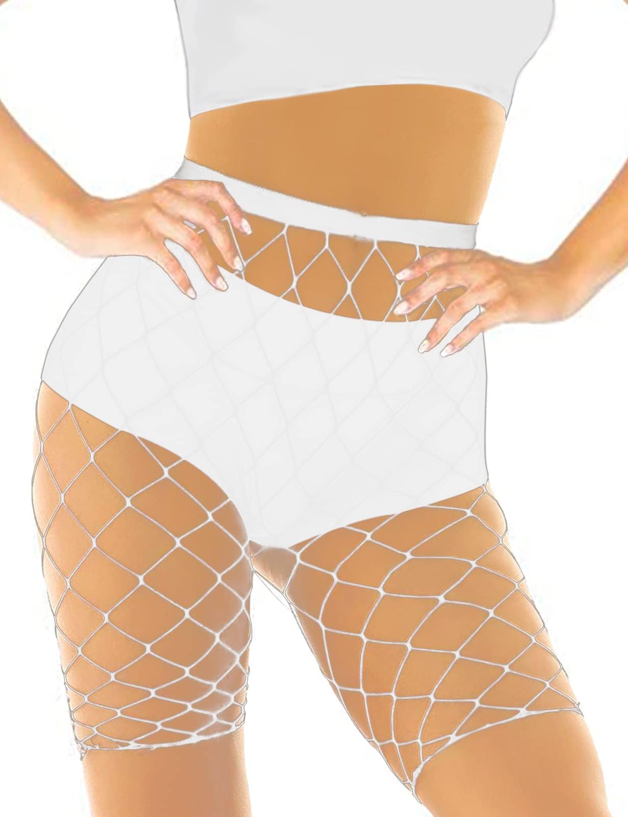 Adove Elastic Fishnet Biker Shorts High Waisted Mesh Fishnet Shorts Women