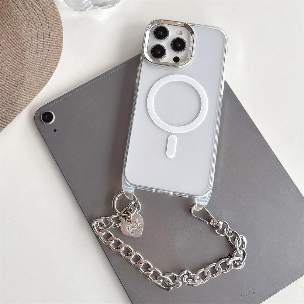 Coque transparente de luxe avec perles pour iPhone 15 Pro Max - 8