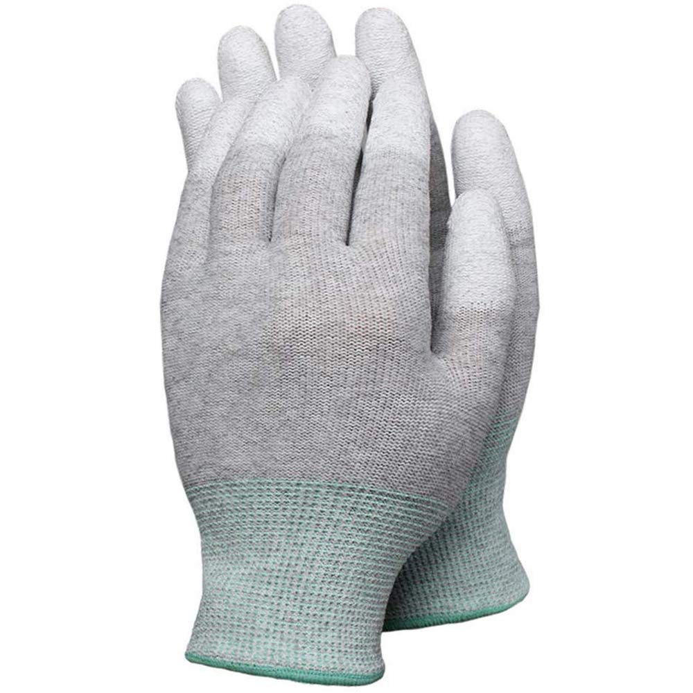 ESD Carbon Fiber Anti-Static PU Fingertip Coated Top Fit Non-Slip Wearable Safety Working Gloves (Grey, Medium) - Pack of 10 Pairs (B089GY8ZD9) Amazon Price History, Amazon Price Tracker