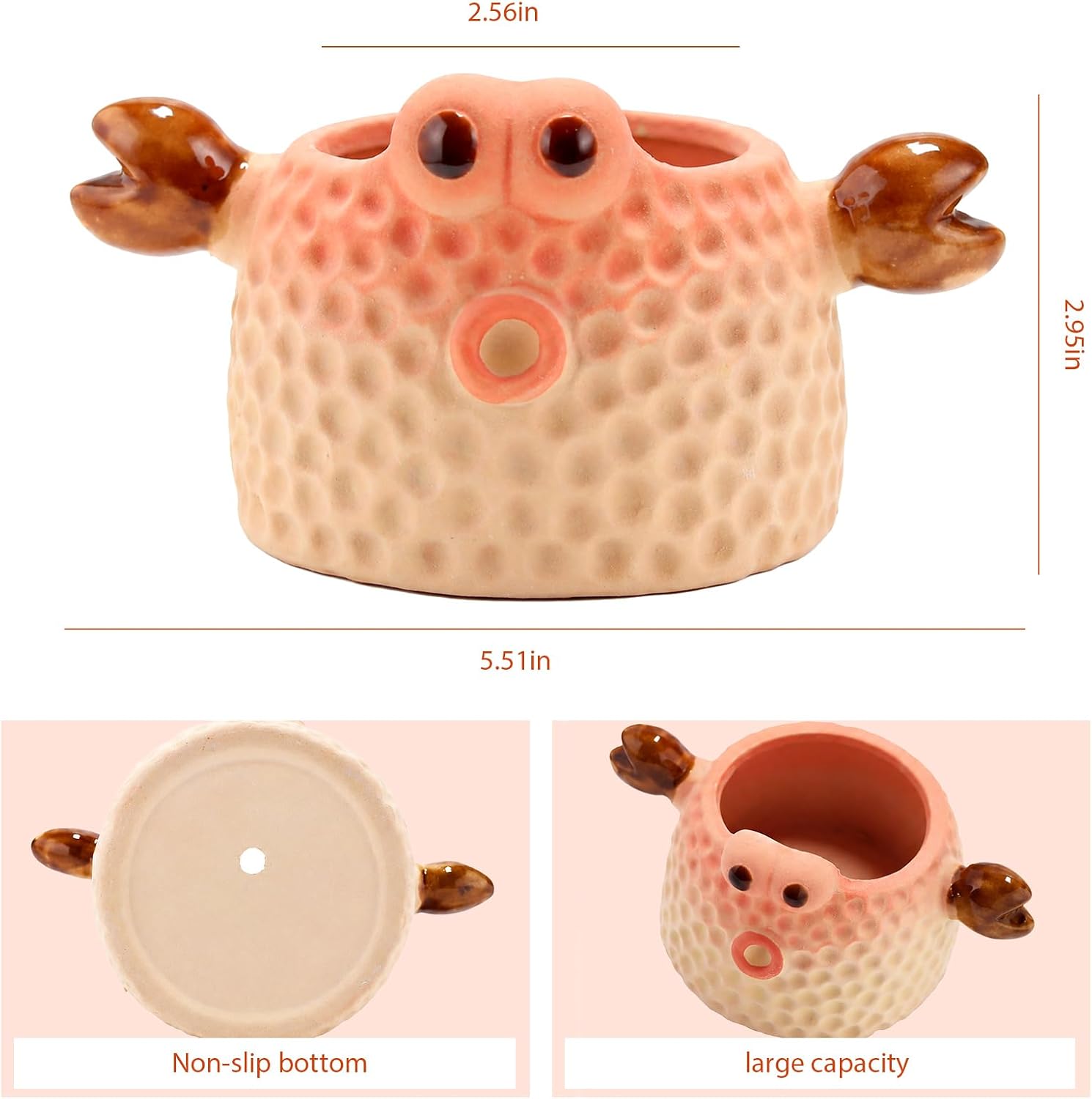 Ceramic Crab Shaped Pen Pencil Holder for Desk Decoration Accessories Crab Decor Makeup Brush Pen Cups Office School Ideal Gifts for Women, Mom or Birthdays image 2