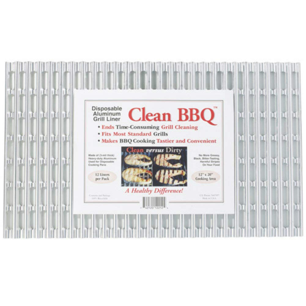 Clean BBQ Disposable Aluminum Grill Liner. Set of 12 Sheets of Grill