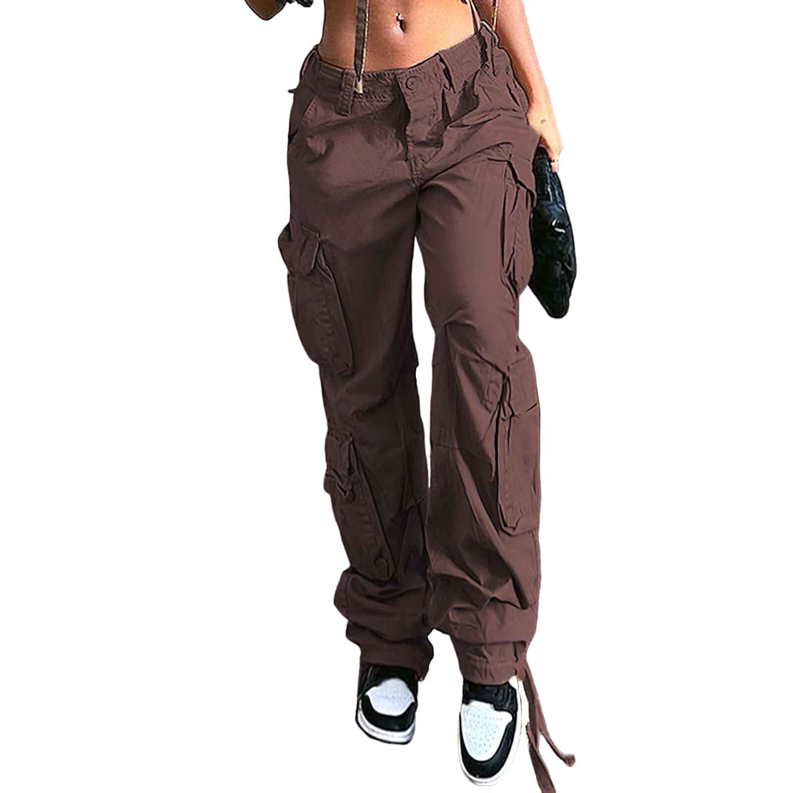 Women's Camo Cargo Jeans High Waist Baggy Boyfriend Jeans Wide Leg Denim Army Pants