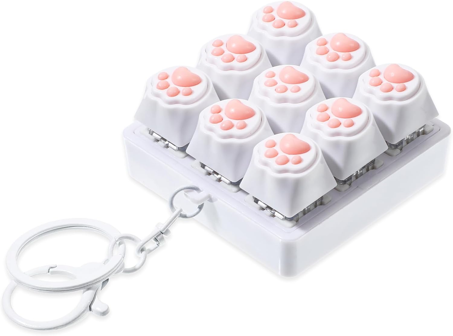 Keyboard Fidget Toy Fidget Clicker 9-in-1 Decompression Keychain Toys Anxiety Keyboard Keychain Gift for Office Travel Adults to Relieve Stress Pass Time