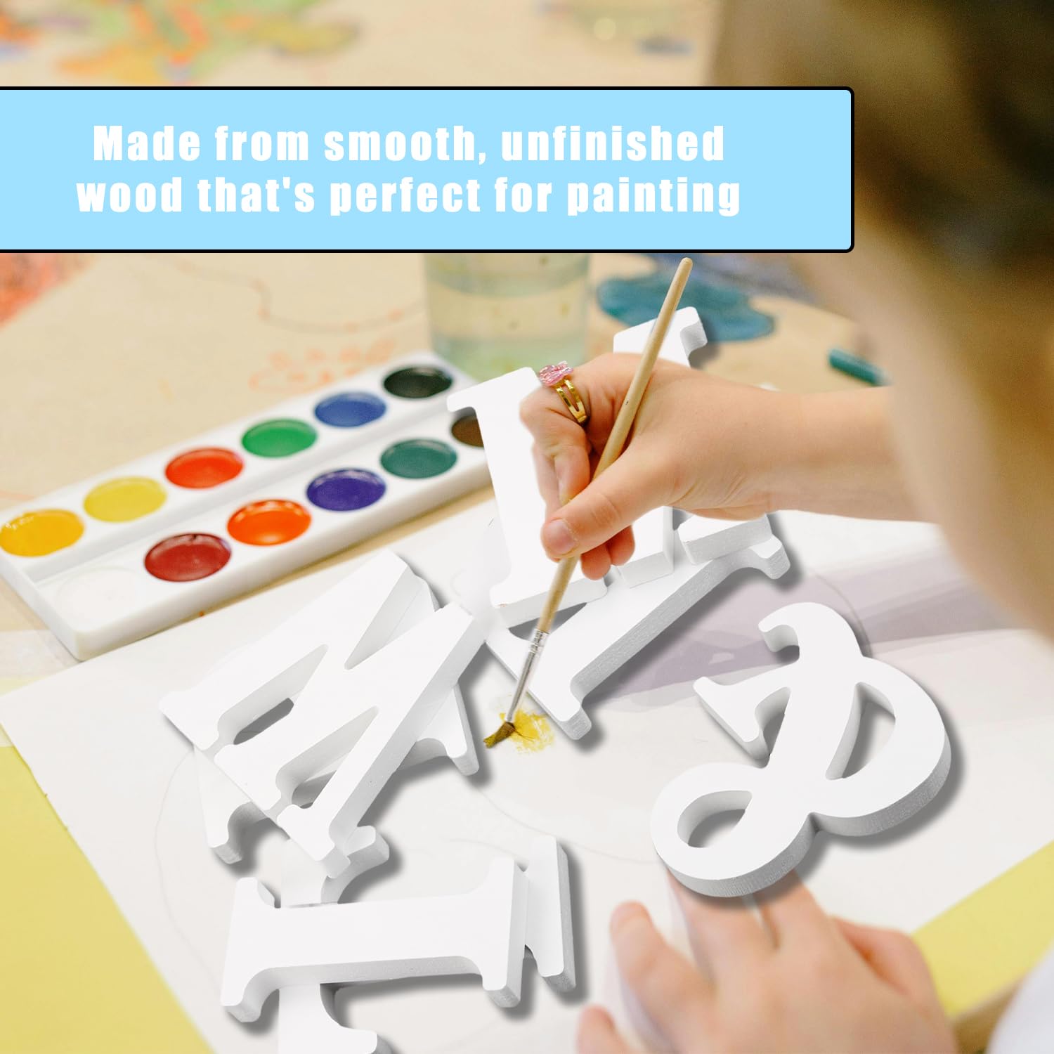 Bojueshaw White Wooden Letters,4 Inch Standing Alphabet,DIY Paintable Letters for Arts & Crafts,Home Decor - Image 3