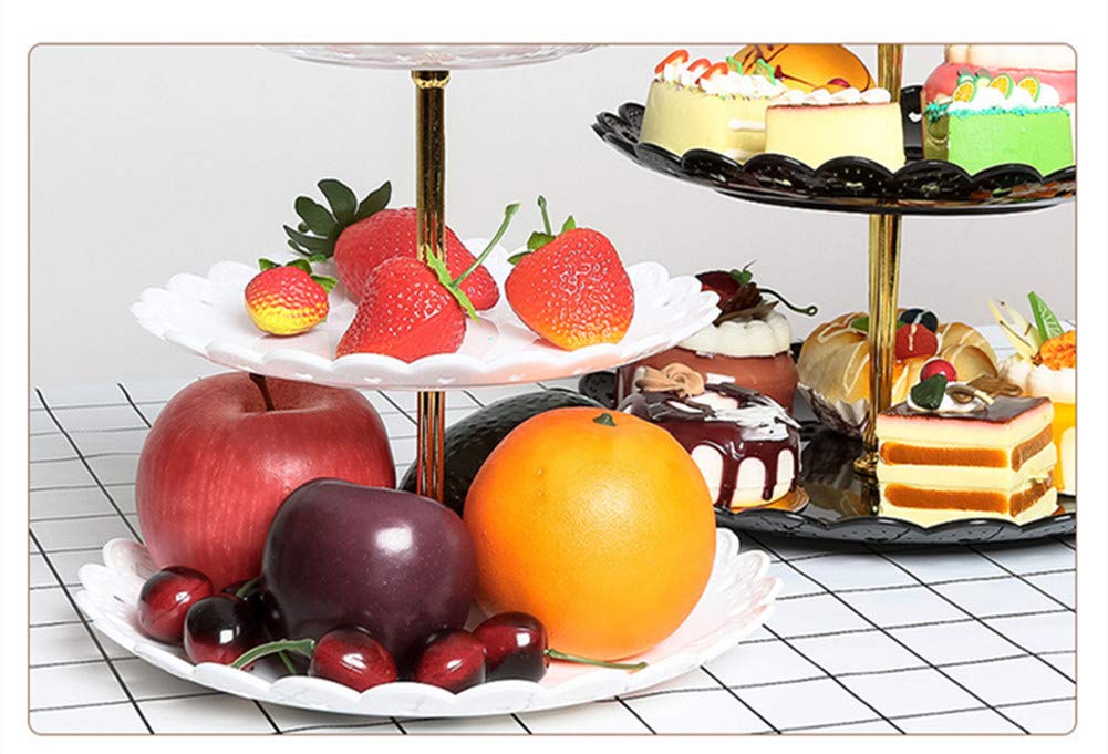 Alzata per torta in plastica, 3 ripiani, vassoio per dessert, frutta